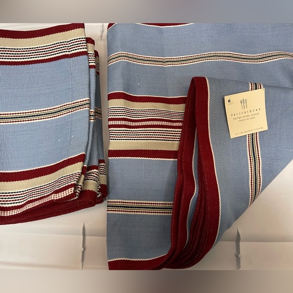 New Pottery Barn ‘Fairfax’ Americana Farmhouse Stripe Table Runner, 16X108 - Picture 5 of 12